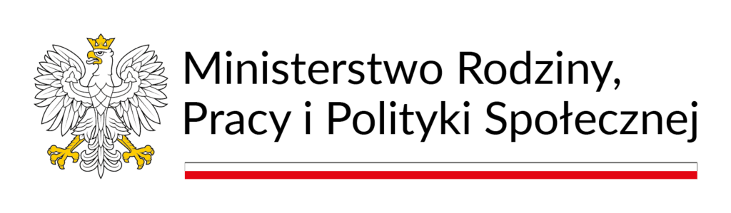 Godło Rzeczypospolitej Polskiej z wizerunkiem orła białego w koronie z napisem Ministerstwo Rodziny, Pracy i Polityki Społecznej